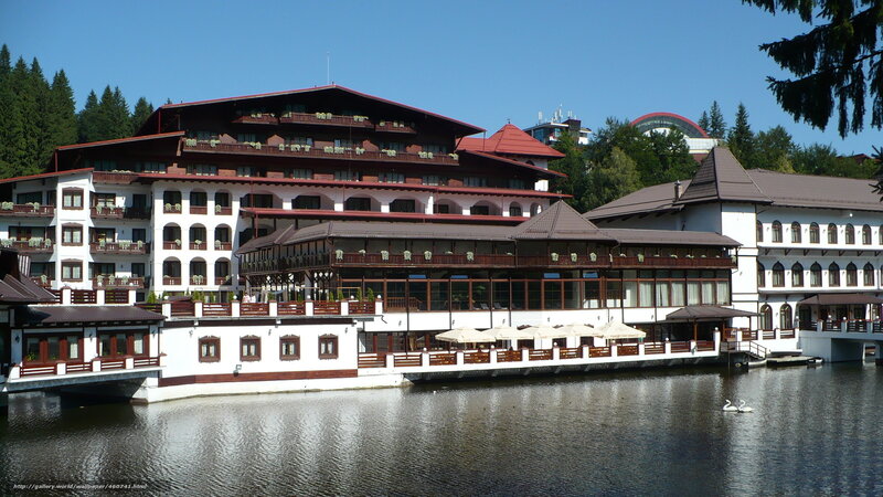 Hotel by the lake in a forest