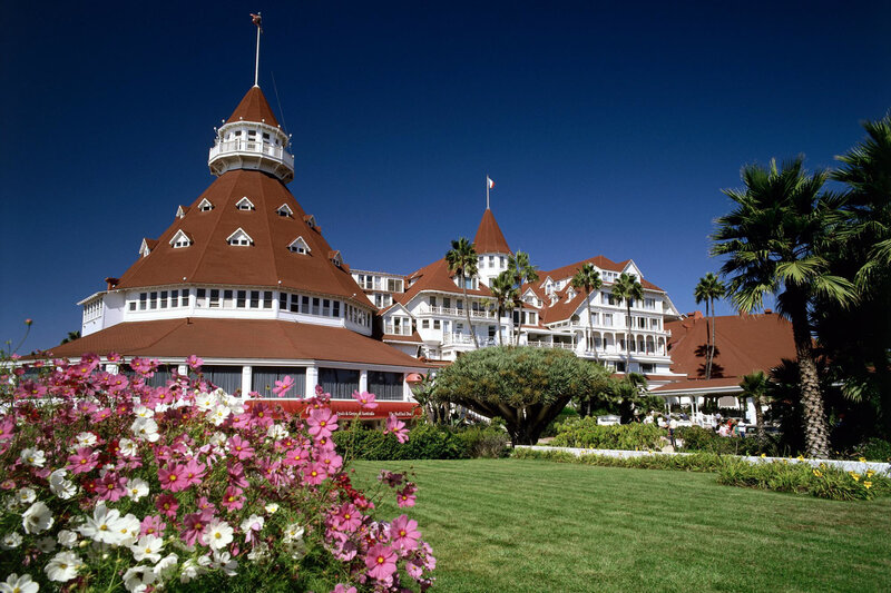 Hotel del Coronado with flowers