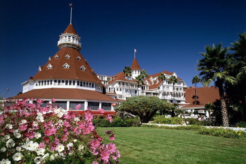 Hotel del Coronado with flowers