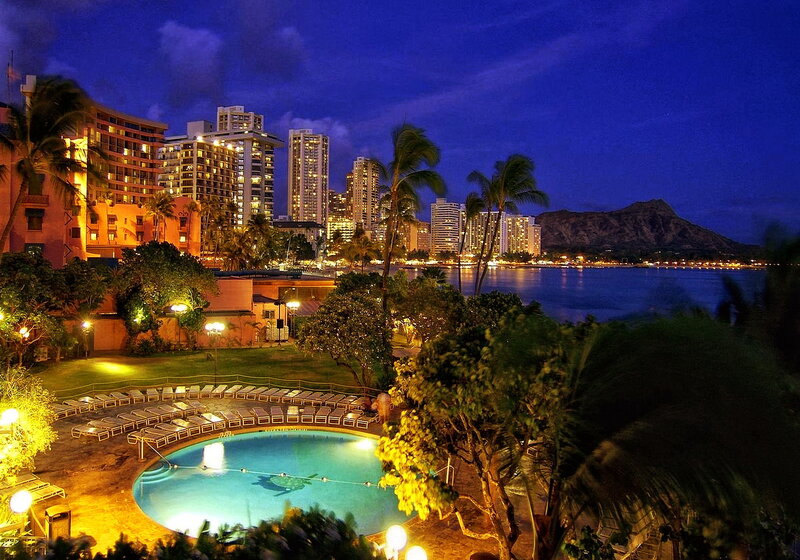 Hotel Pool at Night — Blue