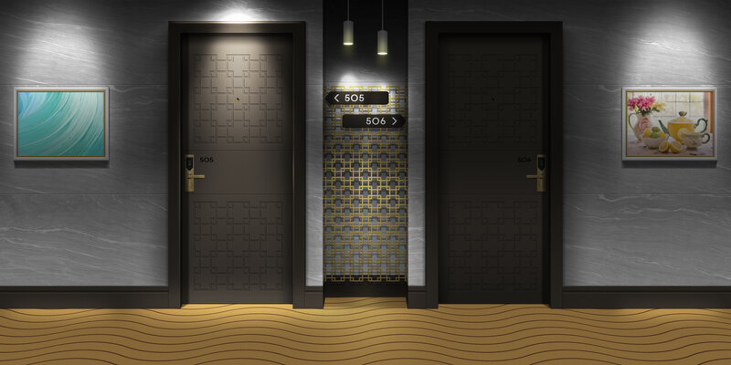 Hotel Room Doors — Gray