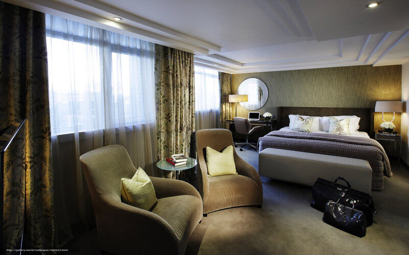 Hotel Room Interior — Beige, Calm, Morning, Photograph, Bed, Armchairs