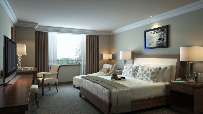 Hotel Room Interior — Beige, Calm, Morning