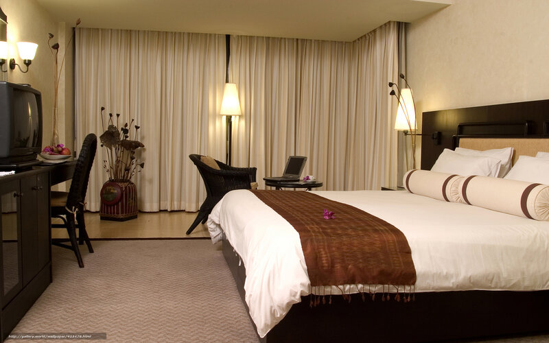 Hotel Room Interior — Beige, Calm, Night, Photograph