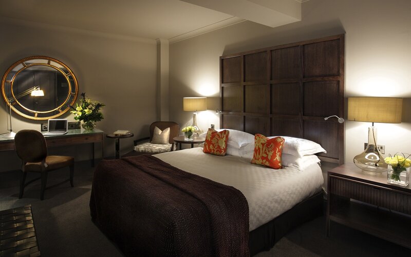 Hotel Room Interior — Brown, Calm, Night, Photograph