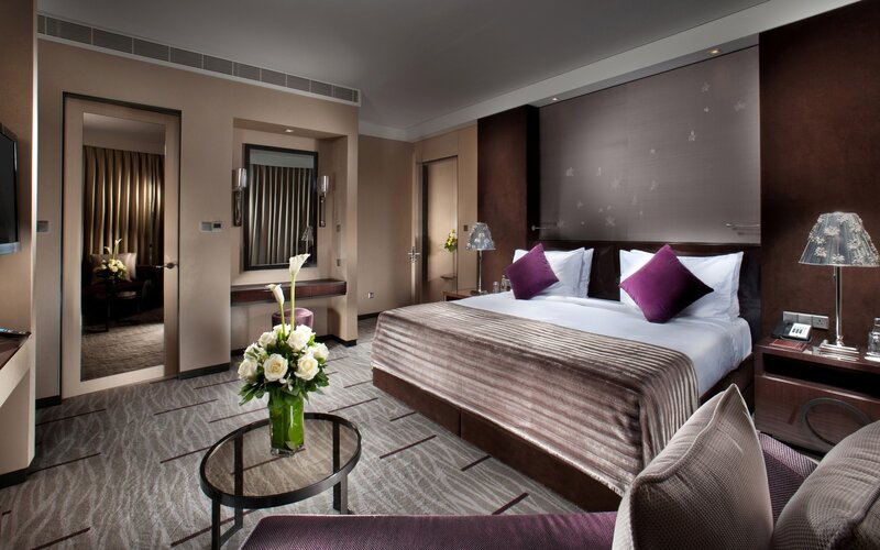 Hotel Room Interior — Brown, Calm, Photograph, Bed