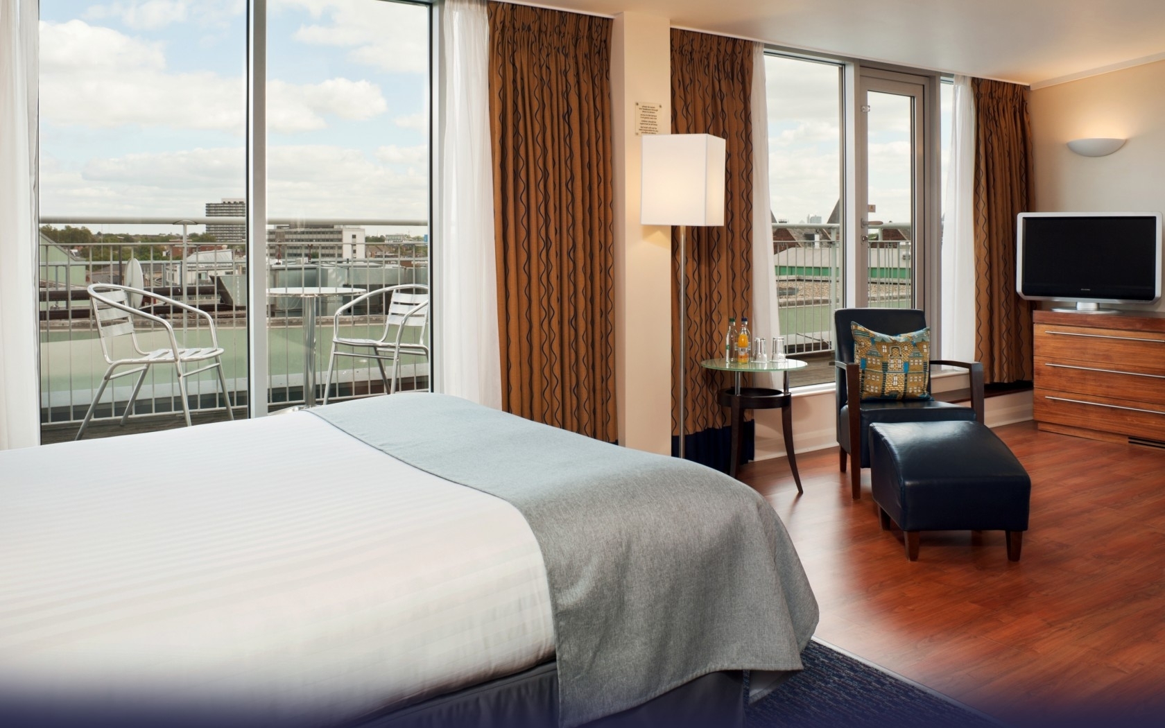 Hotel room with balcony view