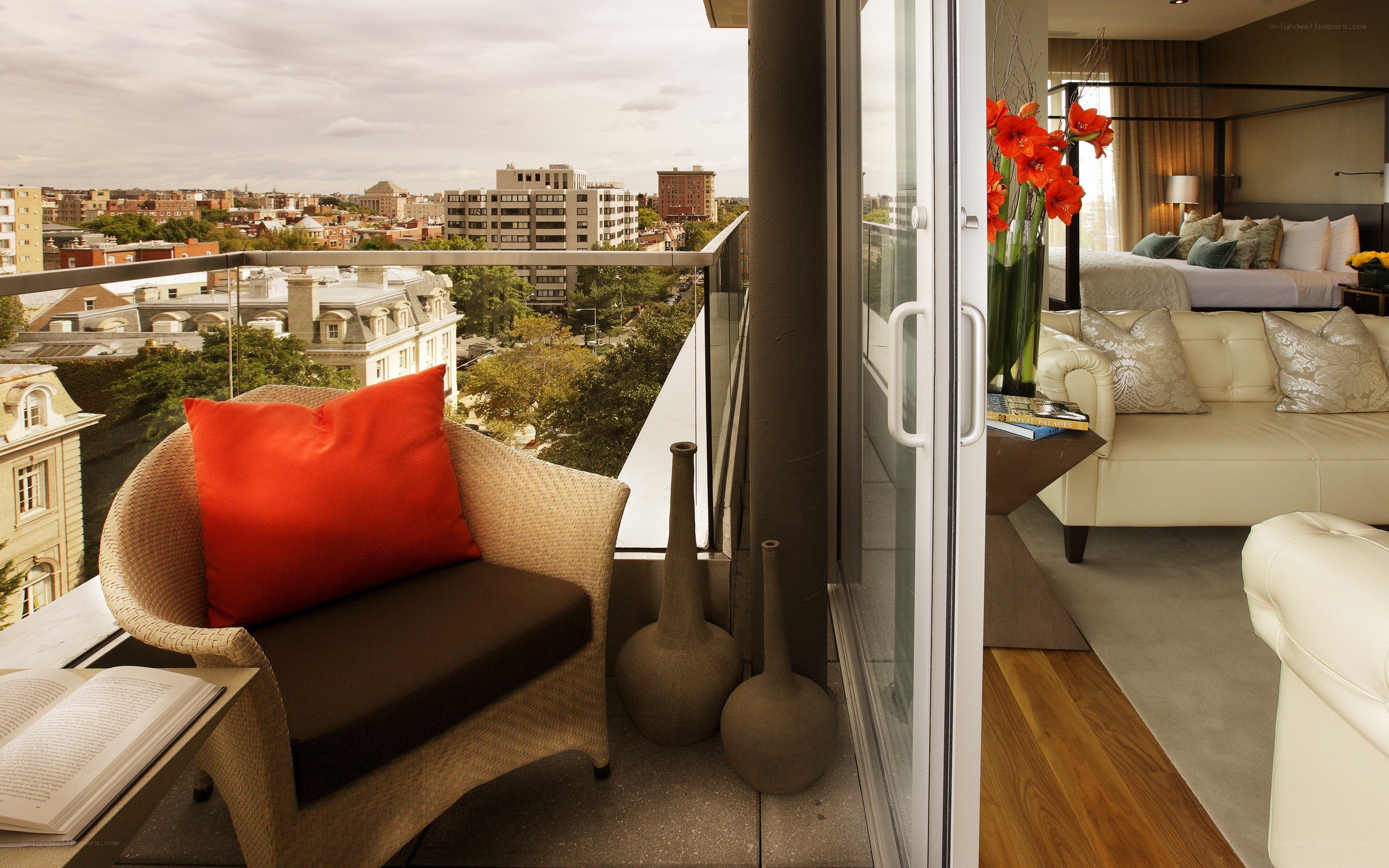 Hotel room with balcony view