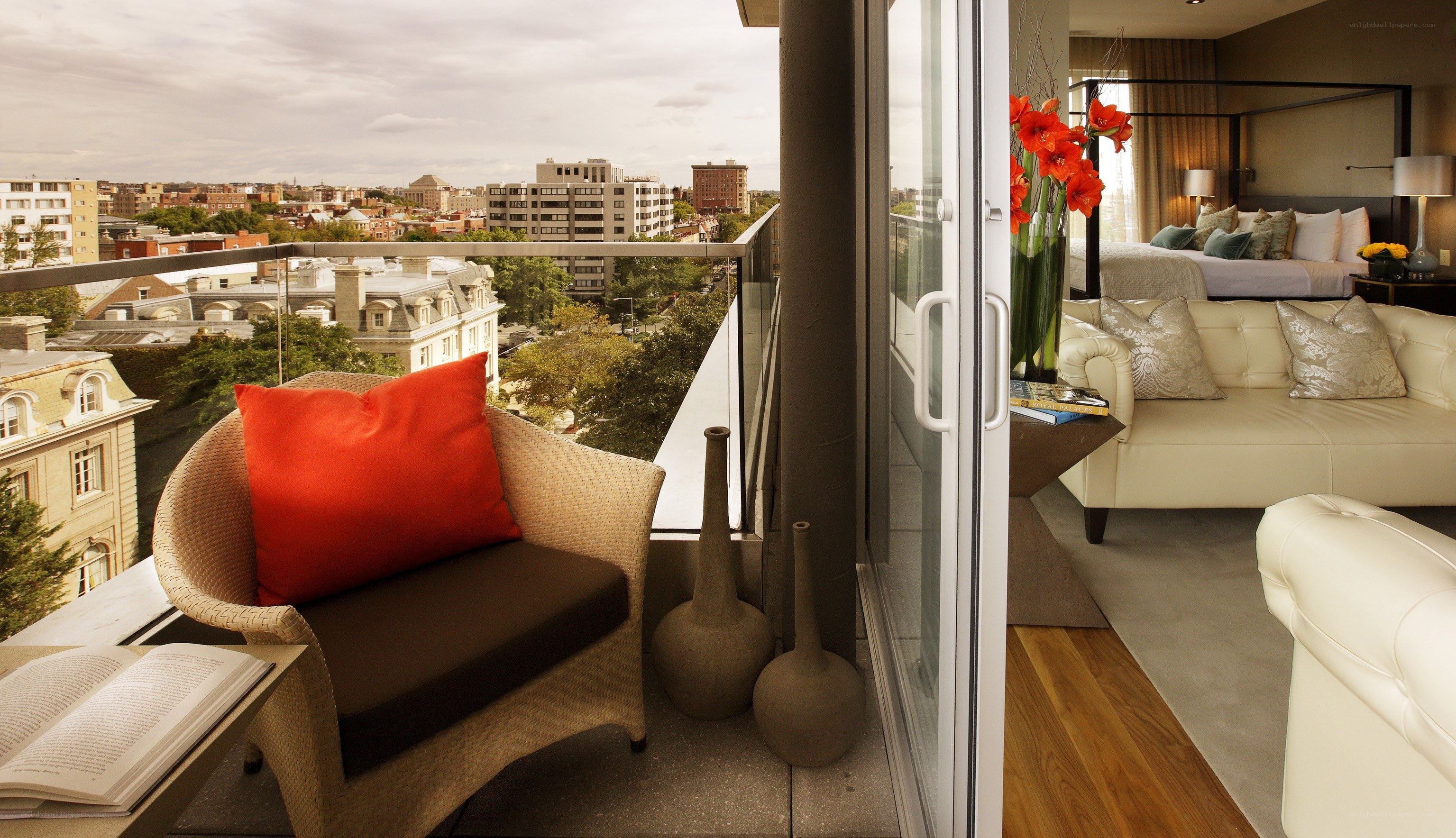 Hotel room with balcony view