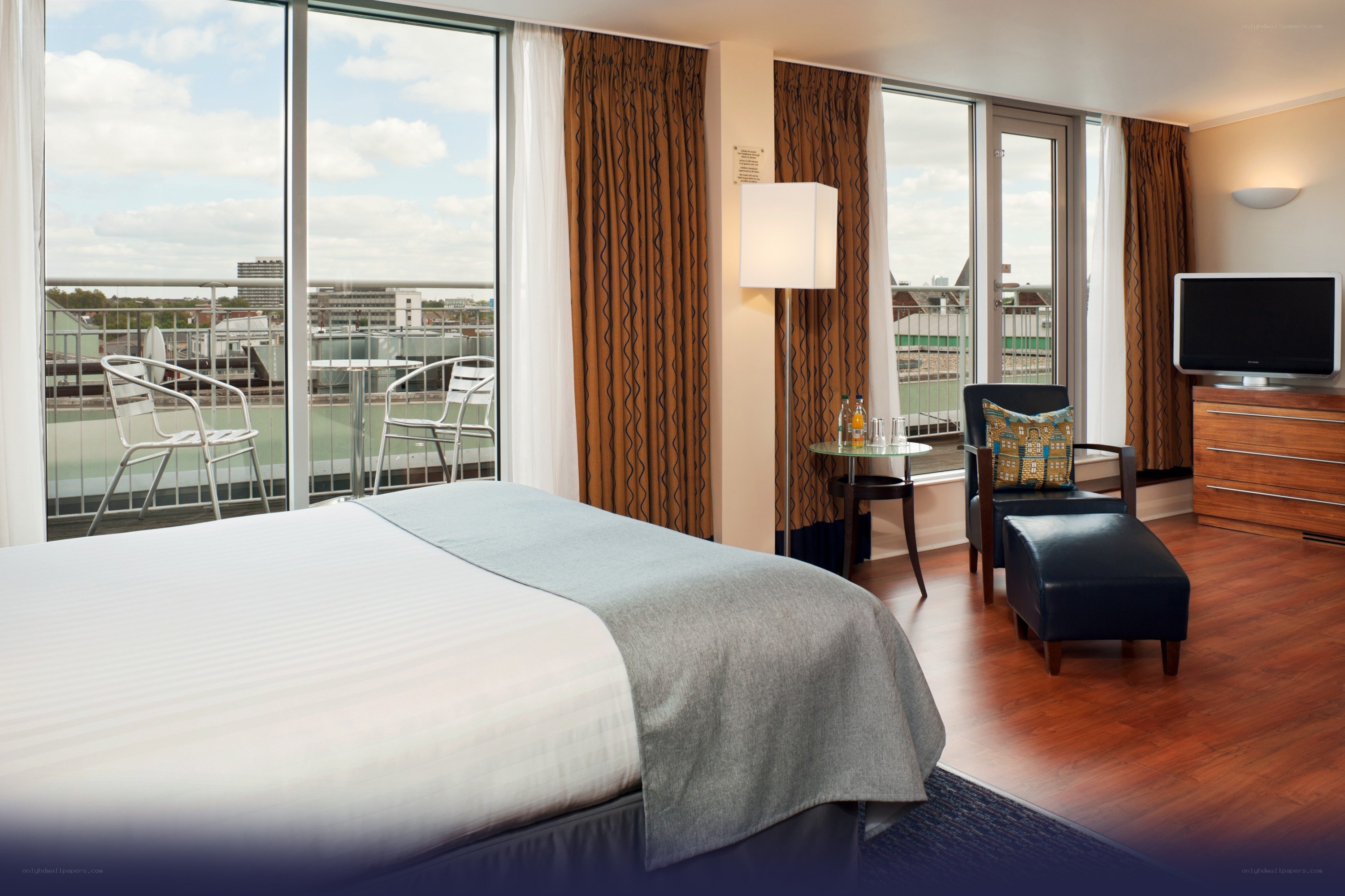 Hotel room with balcony view