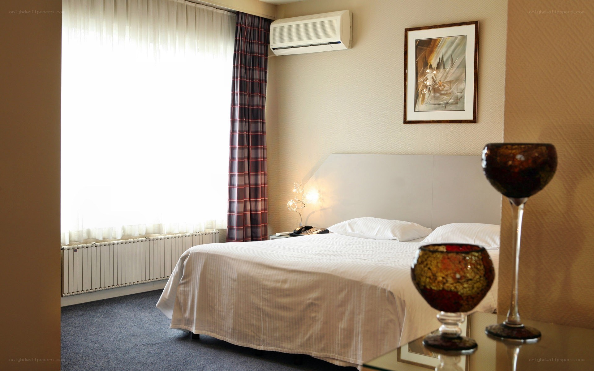 hotel room with bed and window