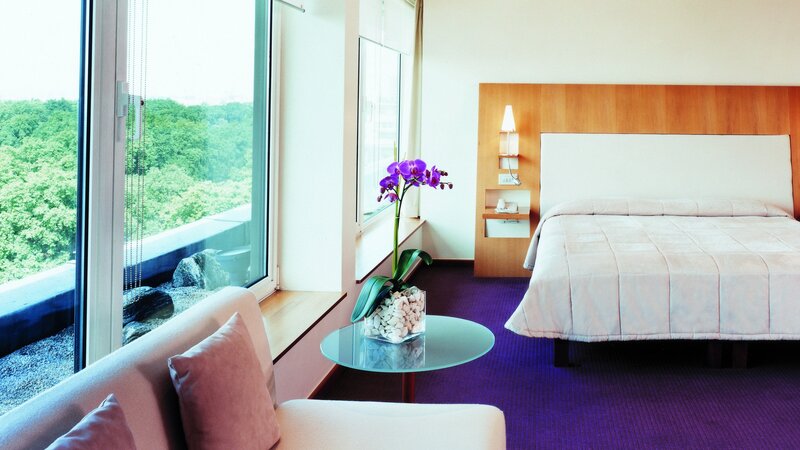 Hotel Room with Bed — Purple
