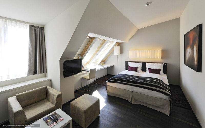 Hotel Room with Bed — White, Neutral
