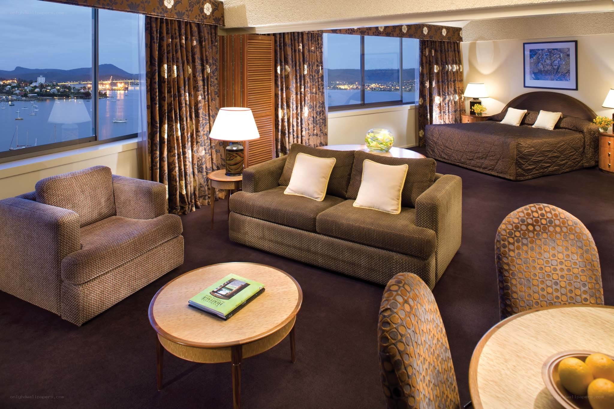 hotel room with city view