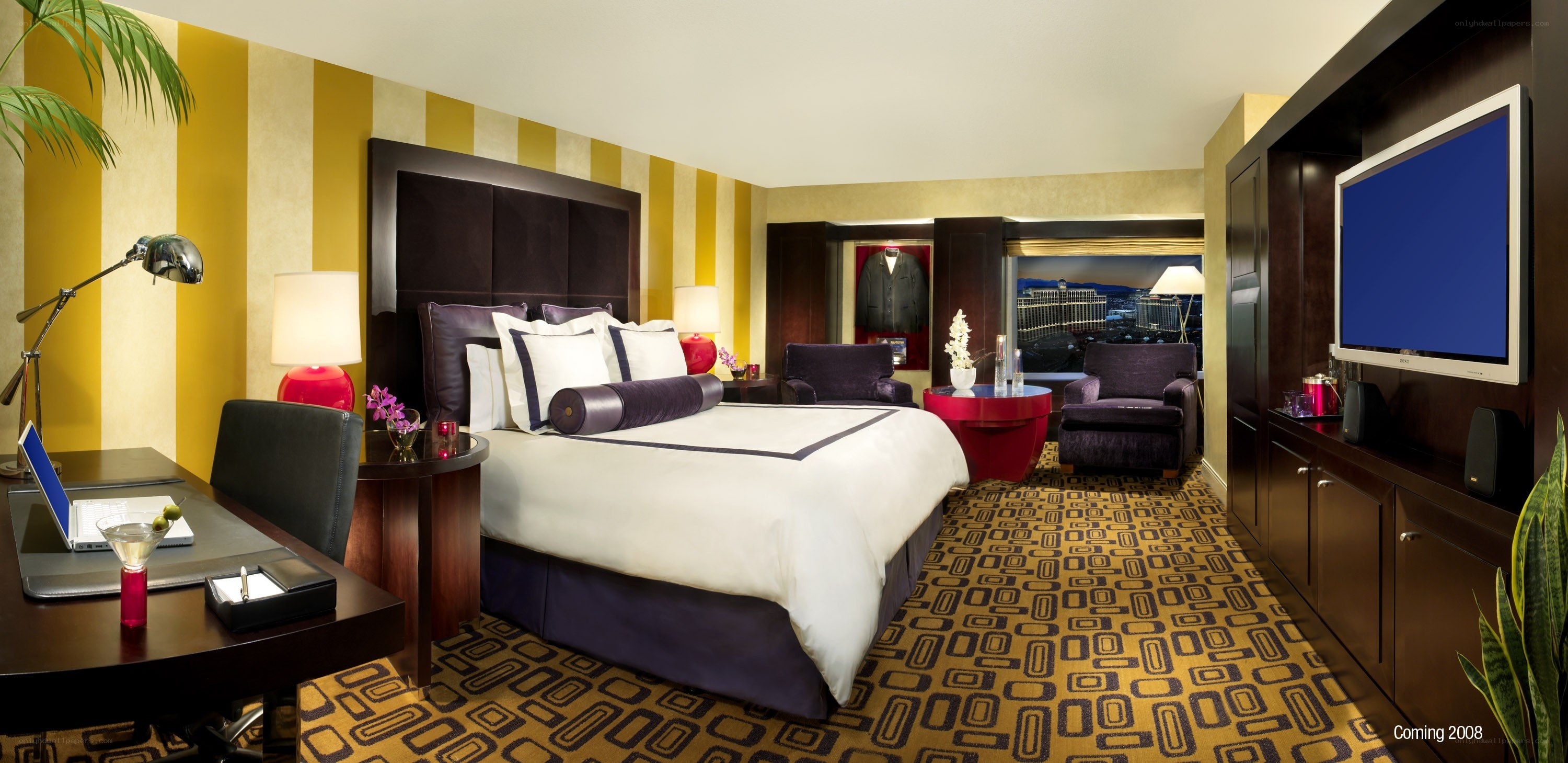 hotel room with city view