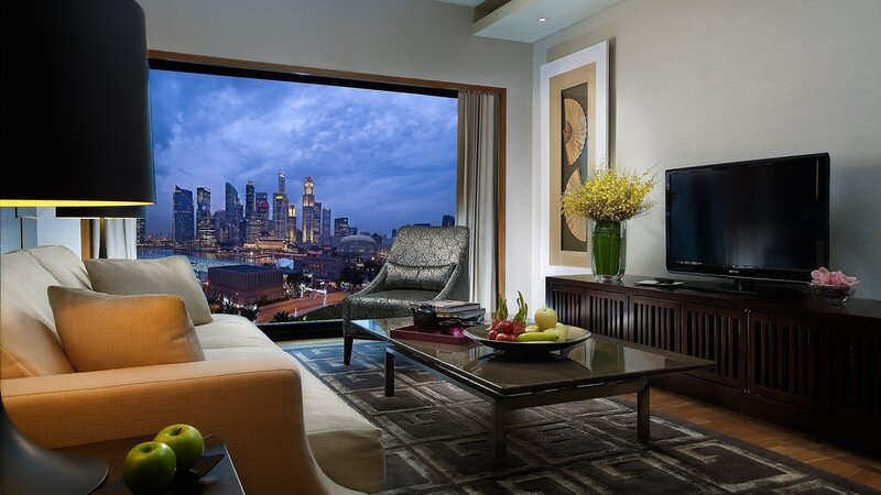 Hotel Room with City View — Beige, Calm, Night