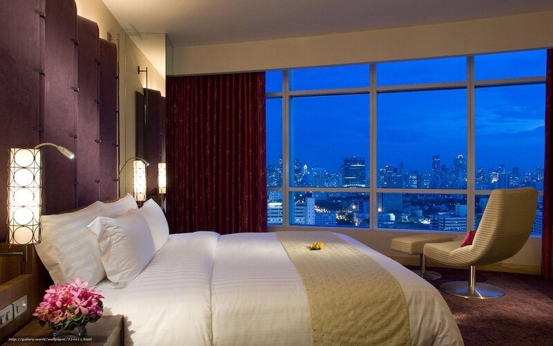 Hotel room with city view