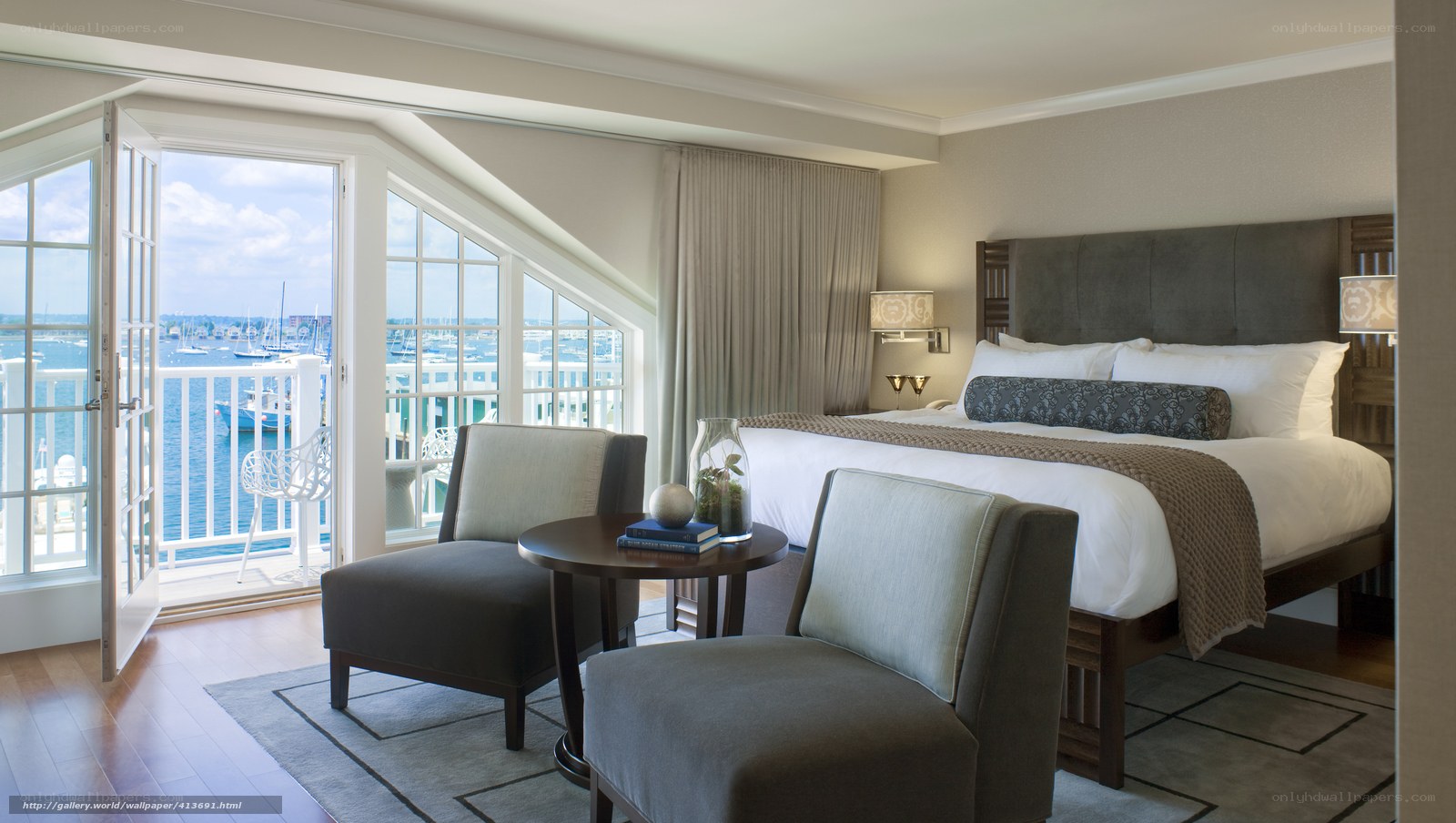 Hotel room with harbor view