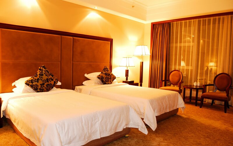 hotel room with two beds