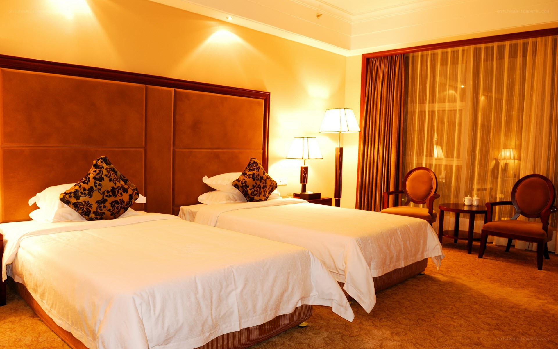 hotel room with two beds