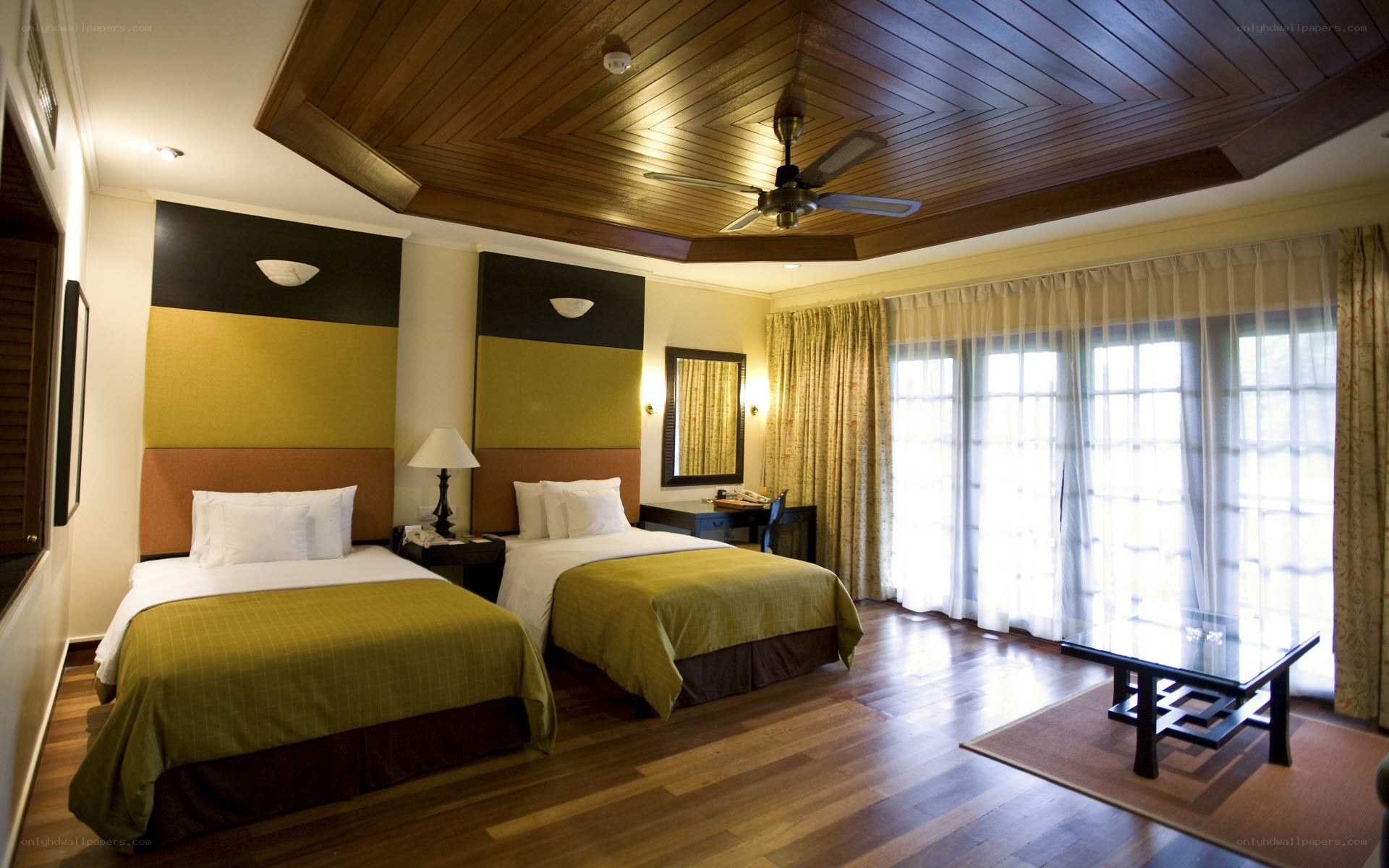 hotel room with two beds