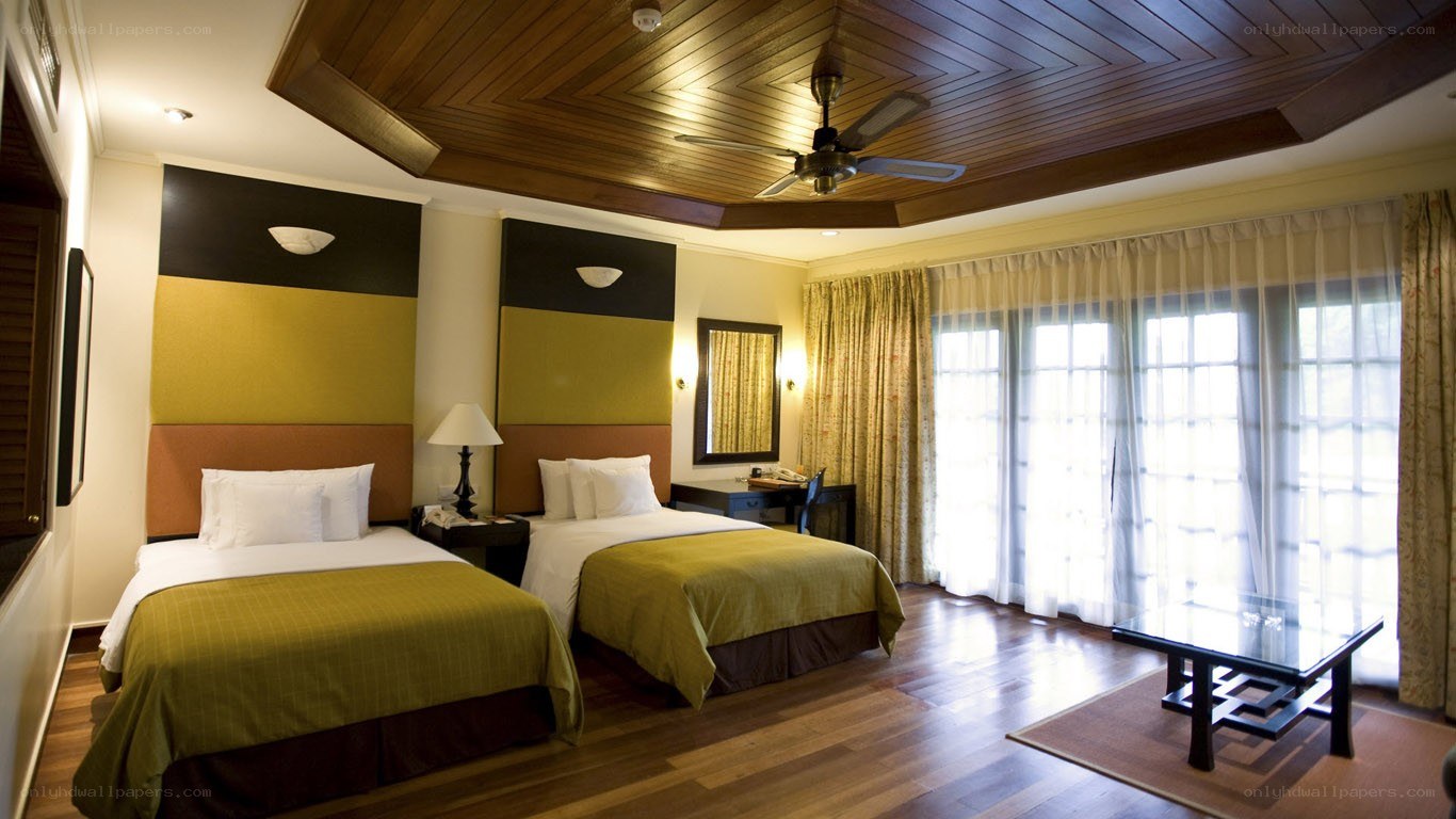 hotel room with two beds