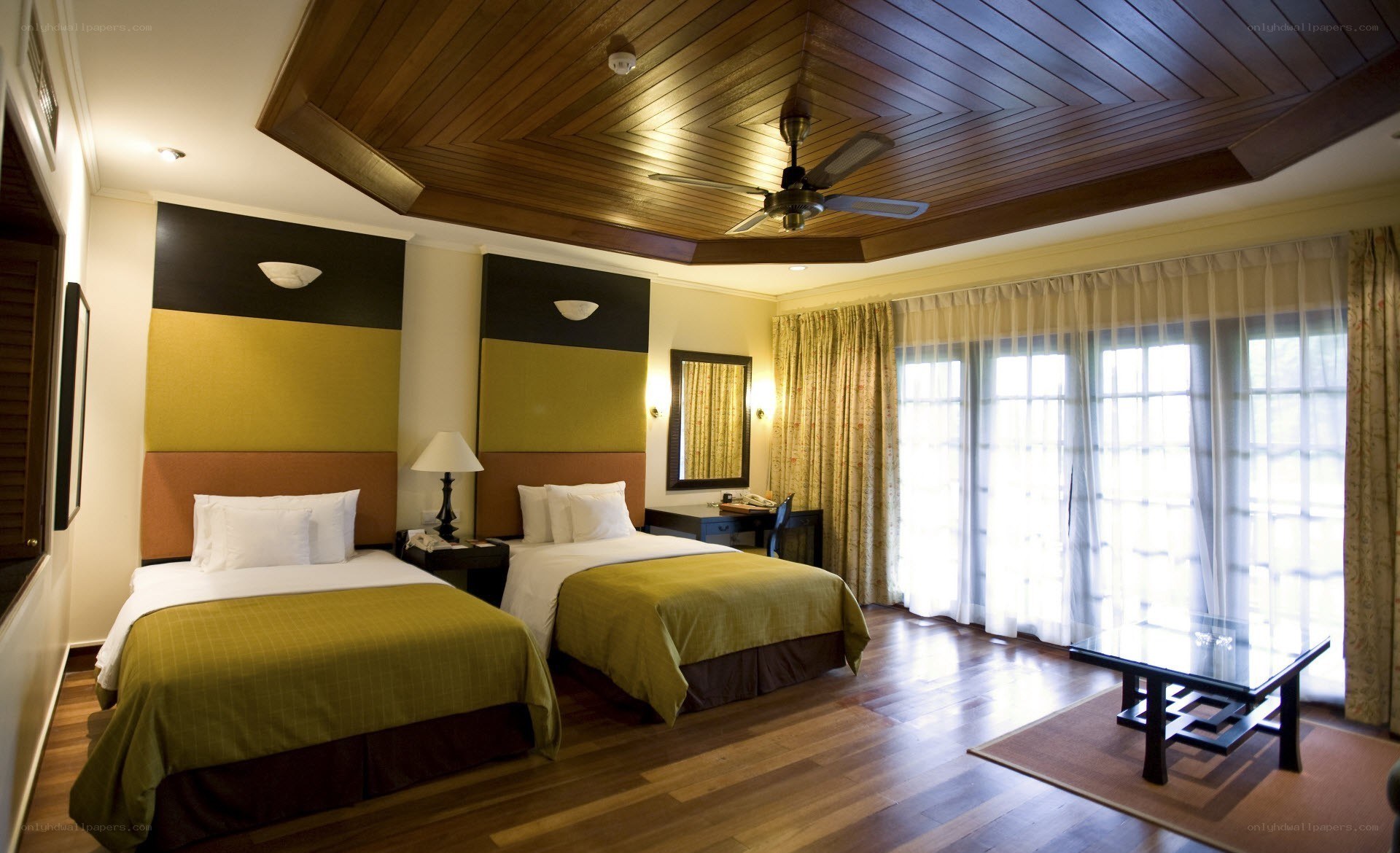 hotel room with two beds