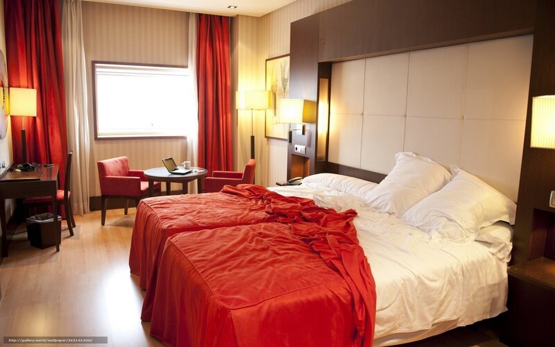 Hotel Room with Two Beds — Red