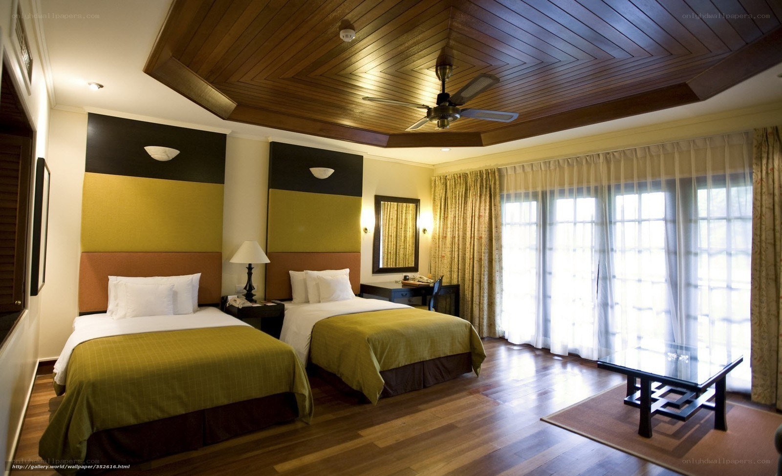 hotel room with two beds