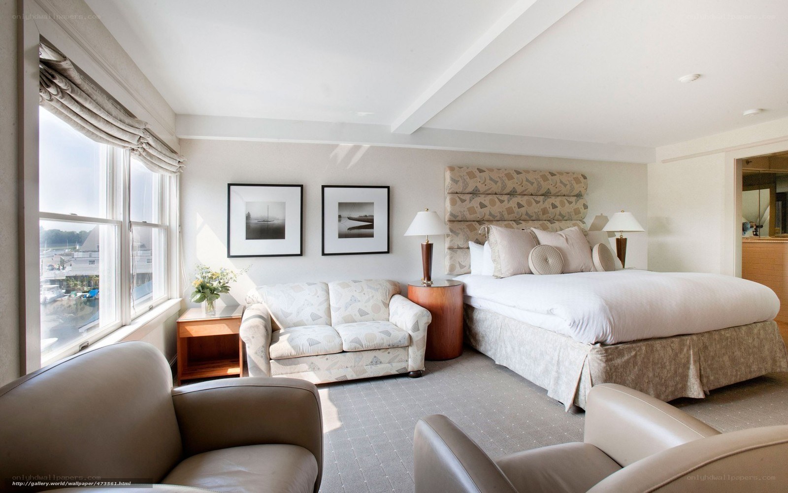 hotel room with waterfront view