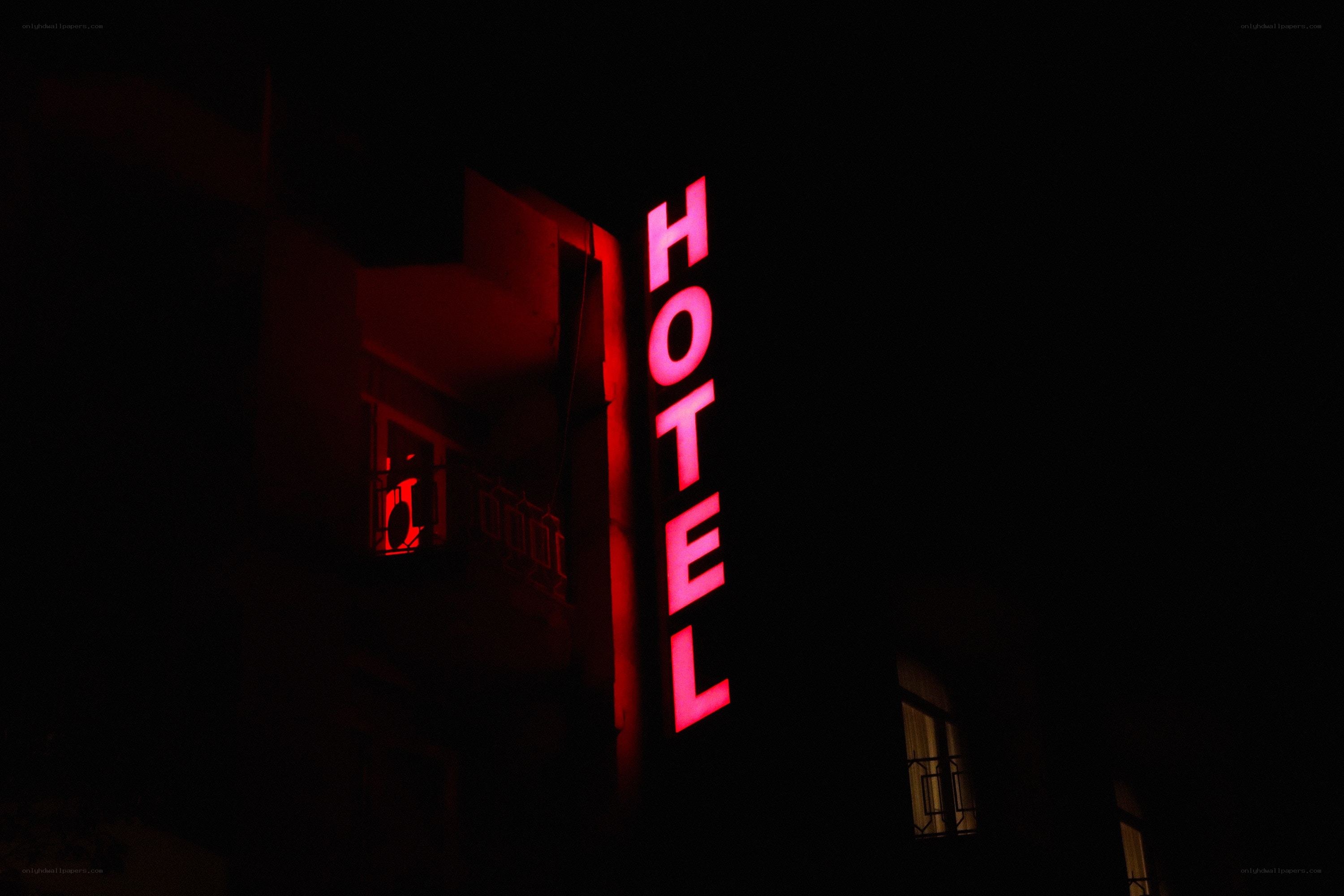 Hotel sign at night