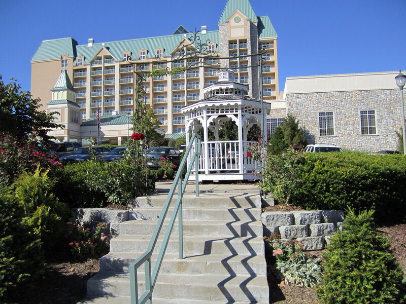 Hotel with gazebo and stairs