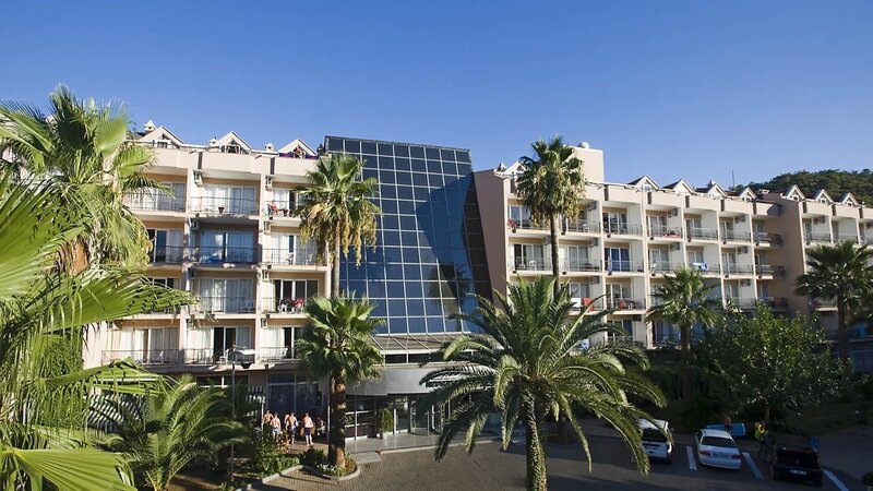 Hotel with palm trees