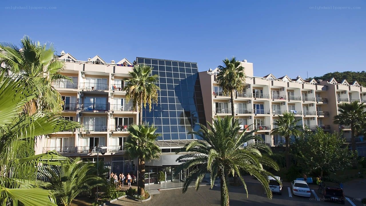 Hotel with palm trees