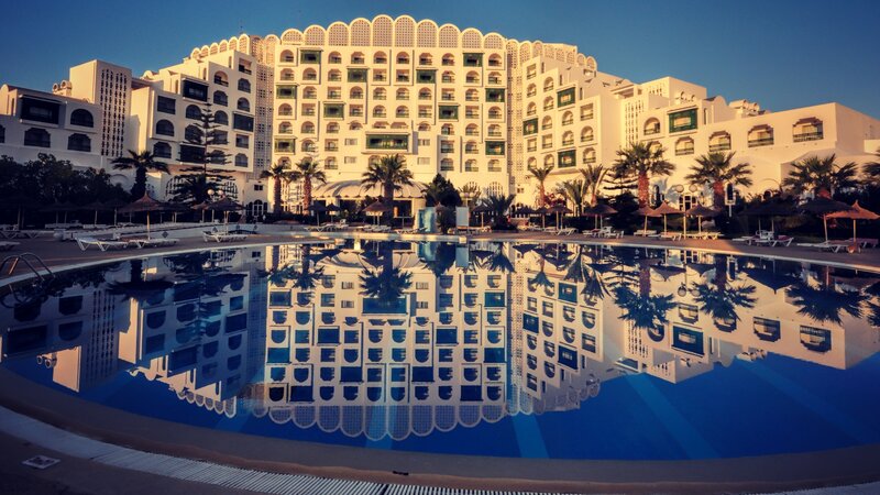 Hotel with Swimming Pool — Blue, Serene
