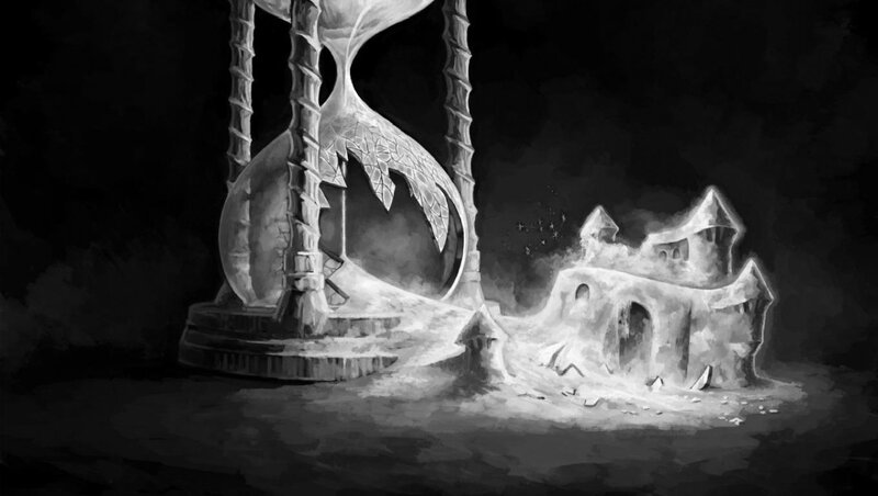 Hourglass and Castle Ruins — Black