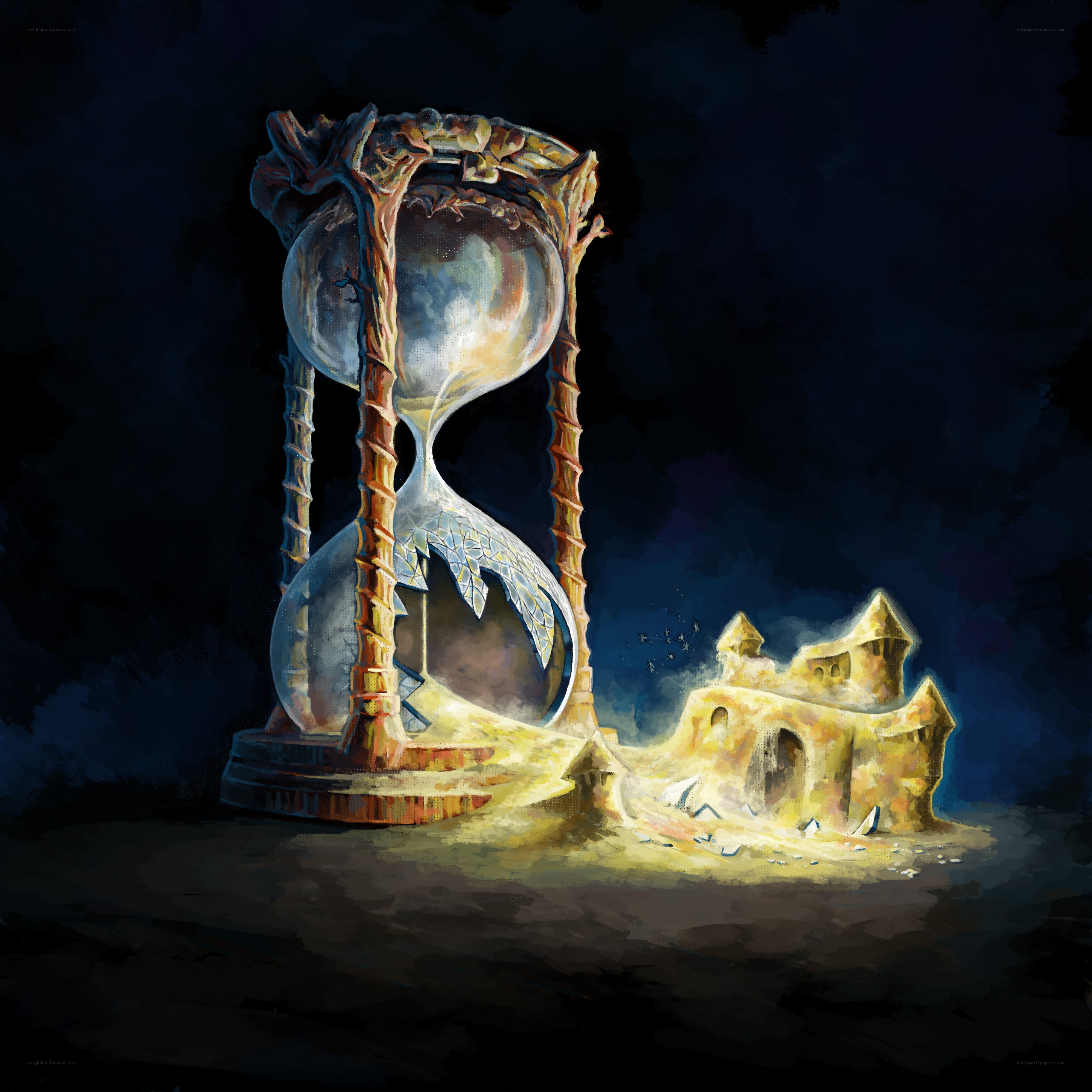 Hourglass and Castle Ruins