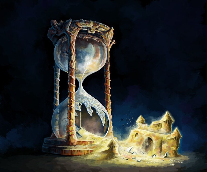 Hourglass and Sand Castle — Blue, Dramatic
