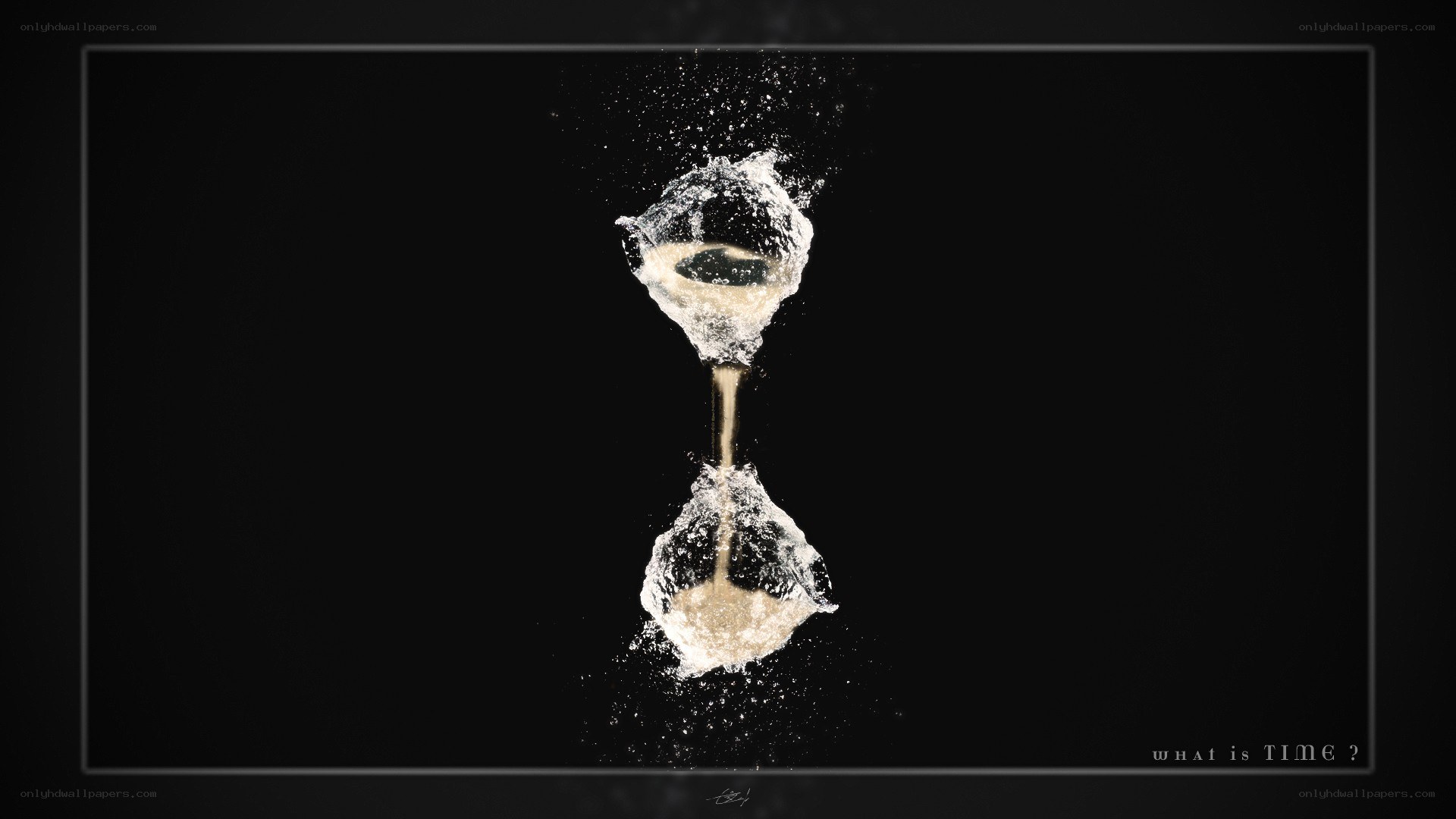 hourglass in water splash