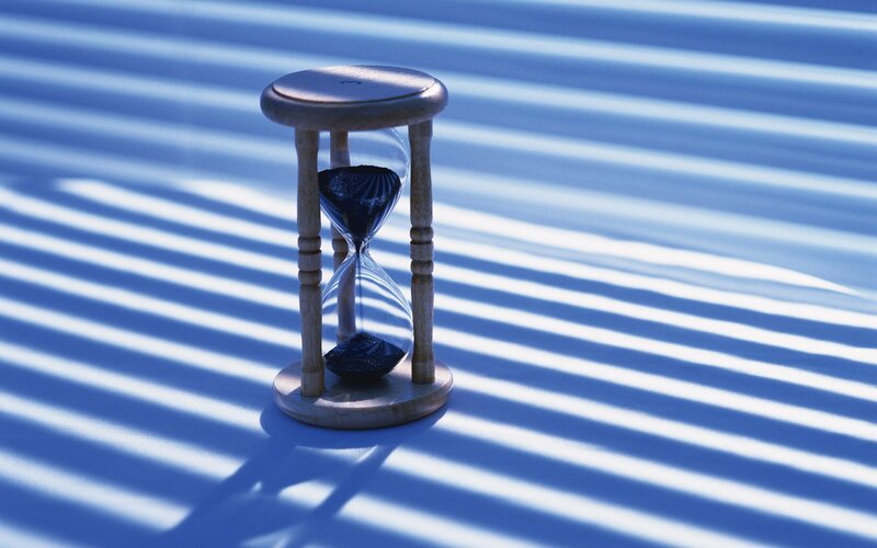 Hourglass on Striped Surface — Blue