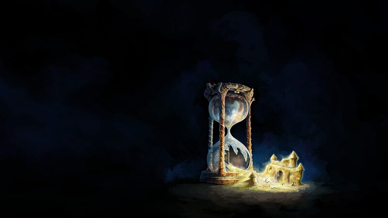 Hourglass with Castle — Black, Dramatic