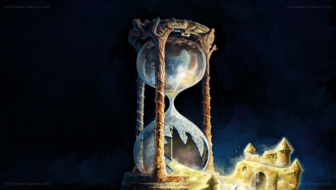 Hourglass with castle ruins