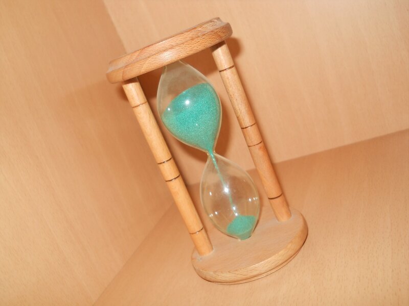 hourglass with green sand