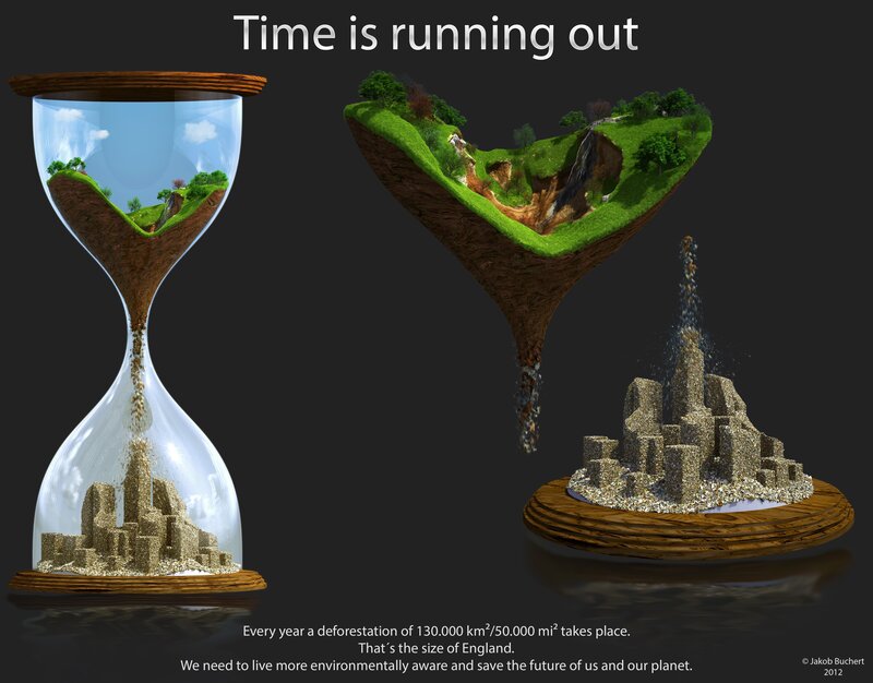 Hourglass with Landforms — Black