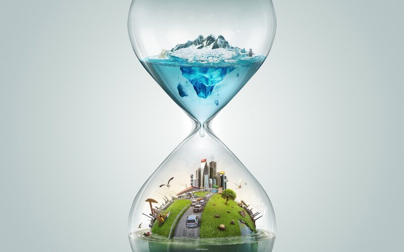 Hourglass with Miniature Worlds