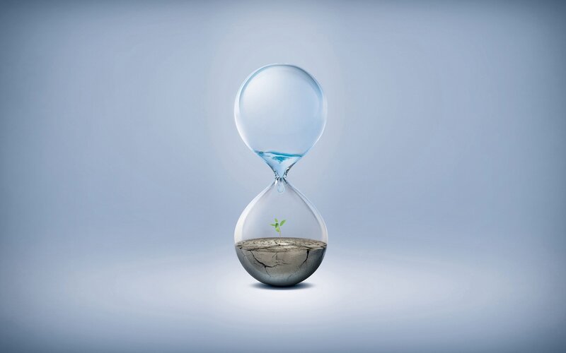 Hourglass with Sprout — Blue