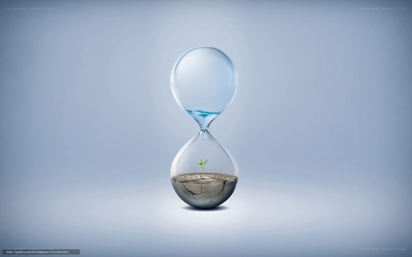 Hourglass with sprouting plant