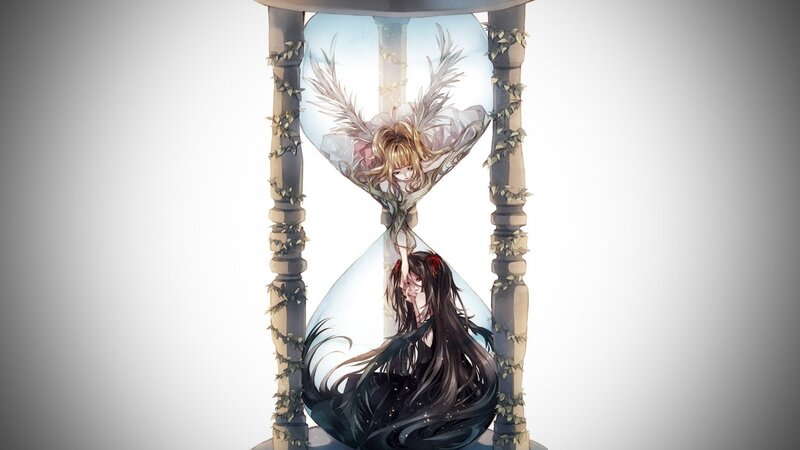 hourglass with two girls