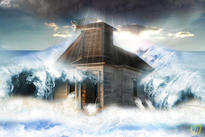 House amidst stormy waves