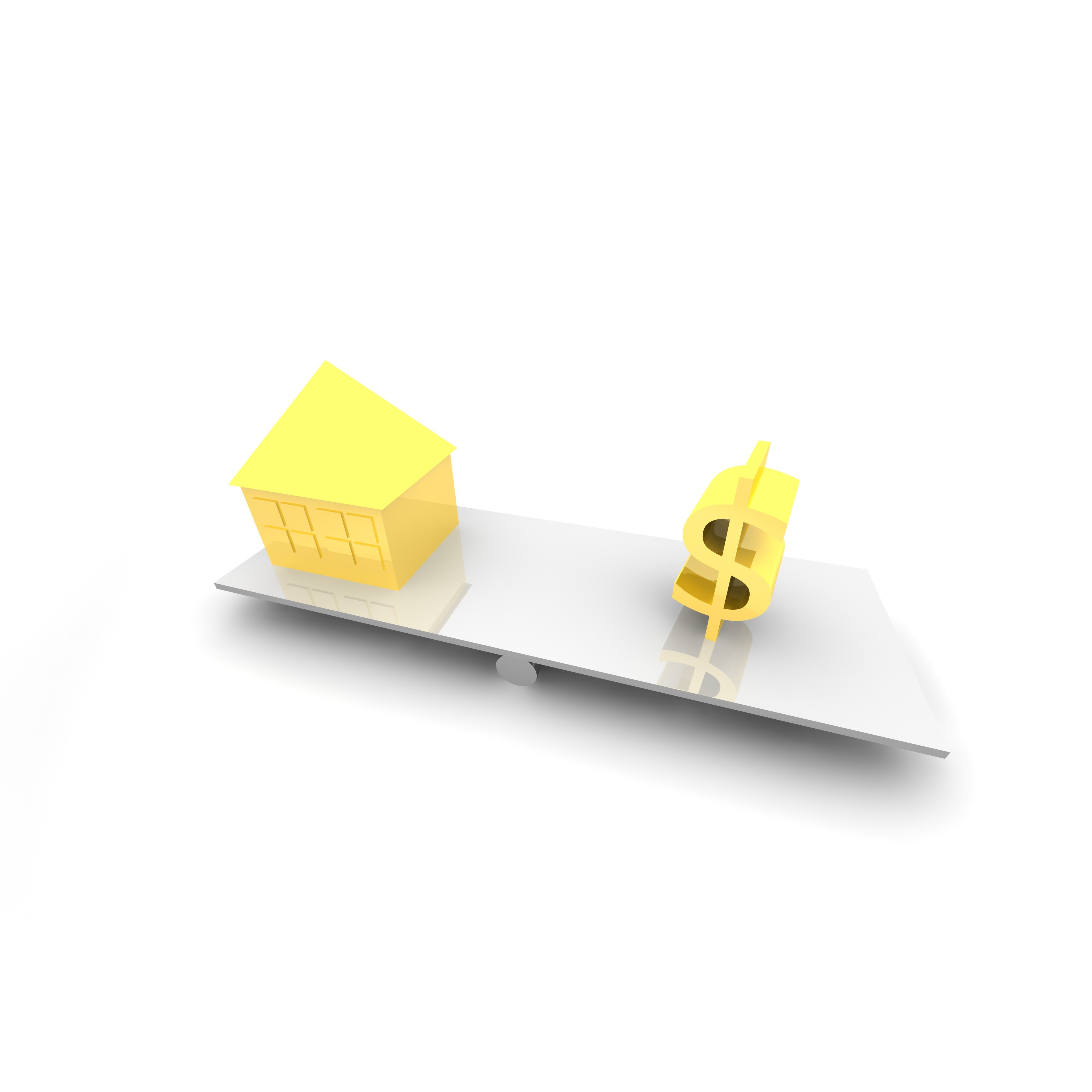 House and dollar sign on scale
